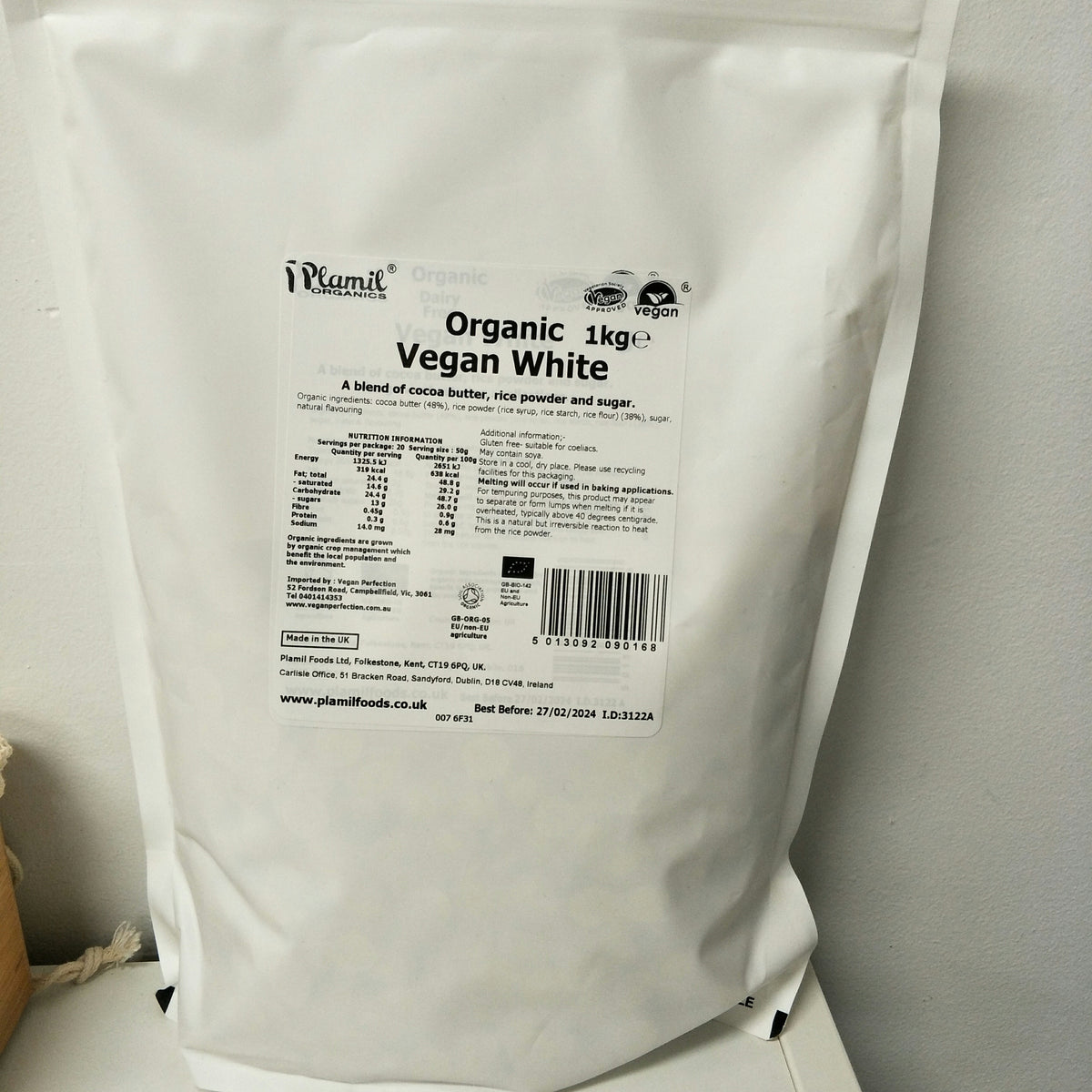 Plamil Organic Vegan White Chocolate Drops 1kg La Vida Vegan